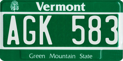 VT license plate AGK583