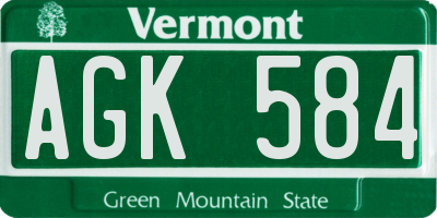 VT license plate AGK584
