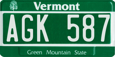 VT license plate AGK587