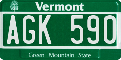 VT license plate AGK590