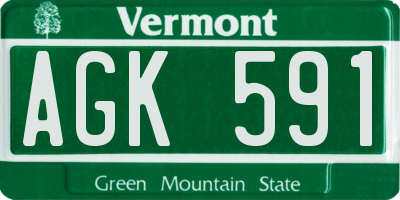 VT license plate AGK591
