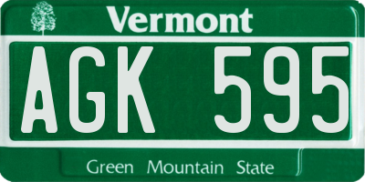 VT license plate AGK595