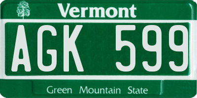 VT license plate AGK599