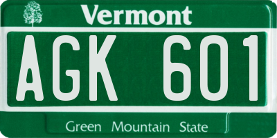VT license plate AGK601