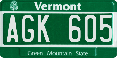 VT license plate AGK605