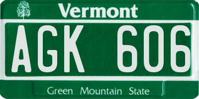 VT license plate AGK606