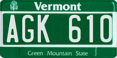 VT license plate AGK610