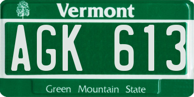 VT license plate AGK613