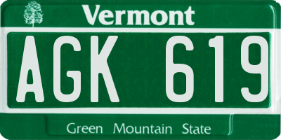 VT license plate AGK619