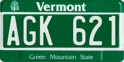VT license plate AGK621