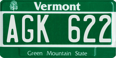 VT license plate AGK622