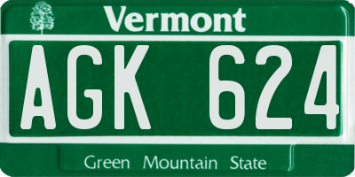 VT license plate AGK624