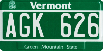VT license plate AGK626