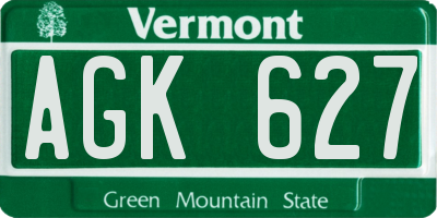 VT license plate AGK627