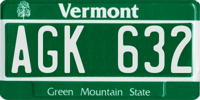 VT license plate AGK632