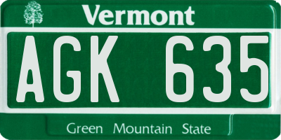 VT license plate AGK635