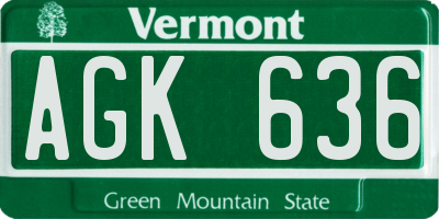 VT license plate AGK636