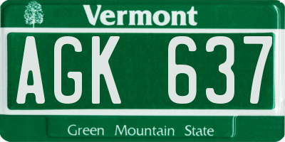 VT license plate AGK637