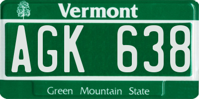 VT license plate AGK638