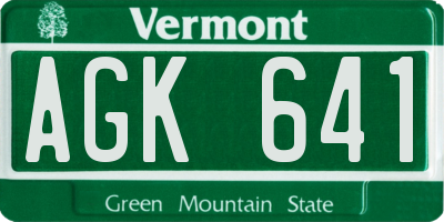 VT license plate AGK641