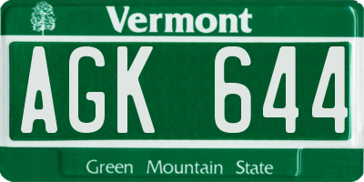 VT license plate AGK644