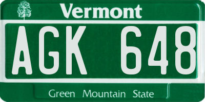 VT license plate AGK648