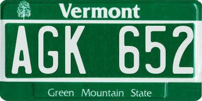 VT license plate AGK652