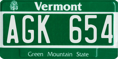 VT license plate AGK654