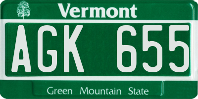 VT license plate AGK655