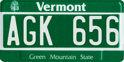 VT license plate AGK656