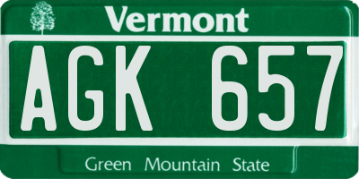 VT license plate AGK657