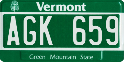VT license plate AGK659