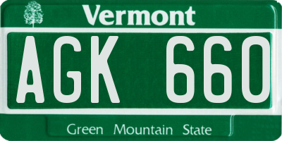 VT license plate AGK660