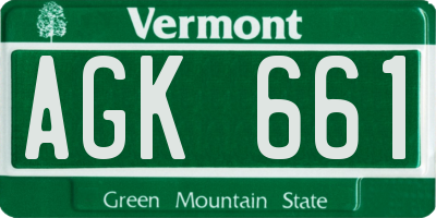 VT license plate AGK661
