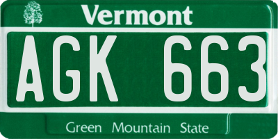 VT license plate AGK663