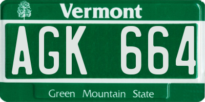 VT license plate AGK664