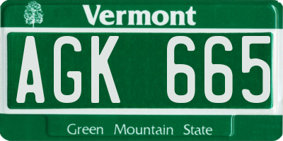 VT license plate AGK665