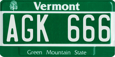 VT license plate AGK666