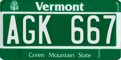 VT license plate AGK667