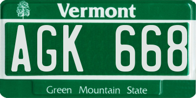 VT license plate AGK668