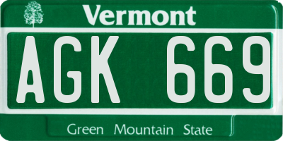 VT license plate AGK669