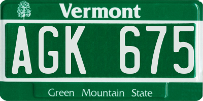 VT license plate AGK675