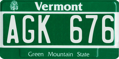 VT license plate AGK676