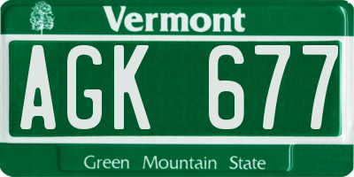 VT license plate AGK677