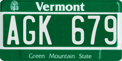 VT license plate AGK679