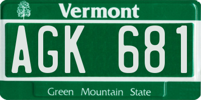 VT license plate AGK681