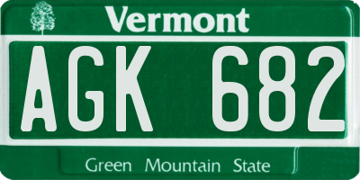 VT license plate AGK682