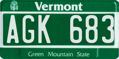 VT license plate AGK683