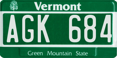 VT license plate AGK684