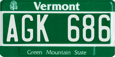 VT license plate AGK686